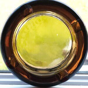 VINTAGE Round Smoky Green 6 in Vintage Glass Ashtray Rare Colour